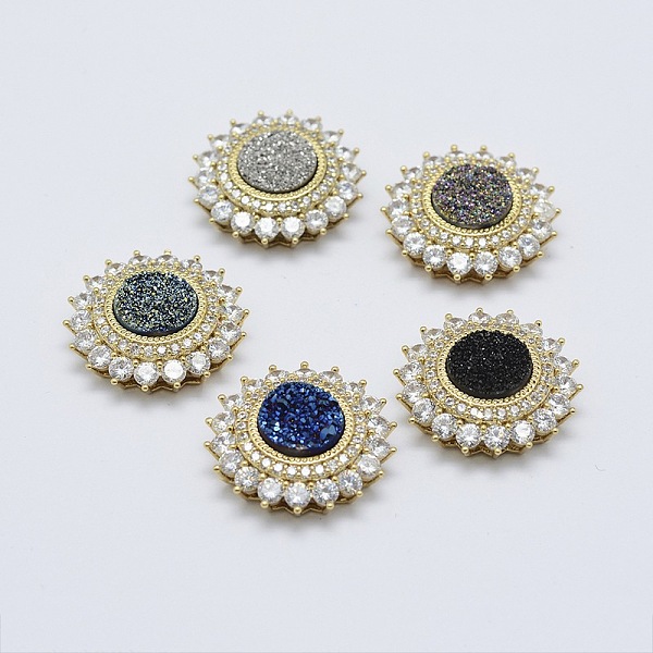 

PandaHall Natural Druzy Agate Multi-Strand Links, with Brass Finding & Rhinestone, Flower, Golden, 22x8mm, Hole: 1x2mm Natural Agate Flower