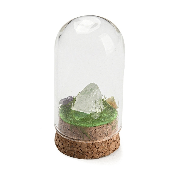 

PandaHall Natural Quartz Crystal Nuggets Display Decoration with Glass Dome Cloche Cover, Cork Base Bell Jar Ornaments for Home Decoration...