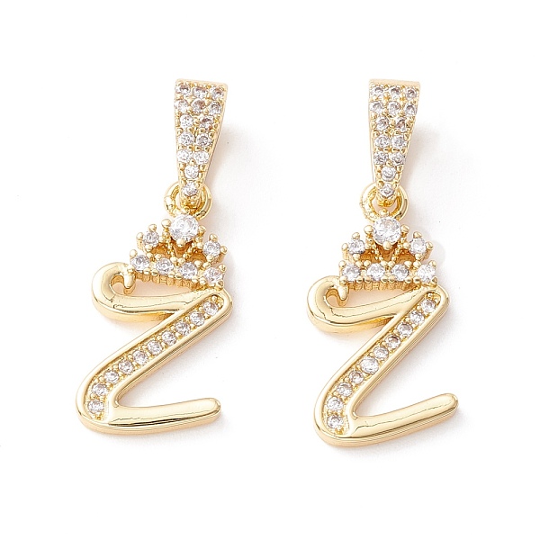 

PandaHall Eco-Friendly Brass Micro Pave Cubic Zirconia Pendants, Long-Lasting Plated, Real 18K Gold Plated, Cadmium Free & Lead Free, Letter...