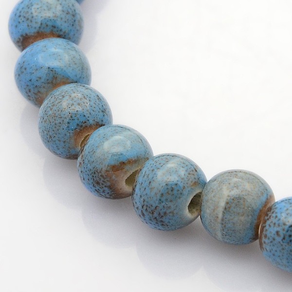 

PandaHall Handmade Fancy Antique Glazed Porcelain Ceramic Round Beads Strands, Sky Blue, 10mm, Hole: 2mm, about 35pcs/strand, 13.8 inch...