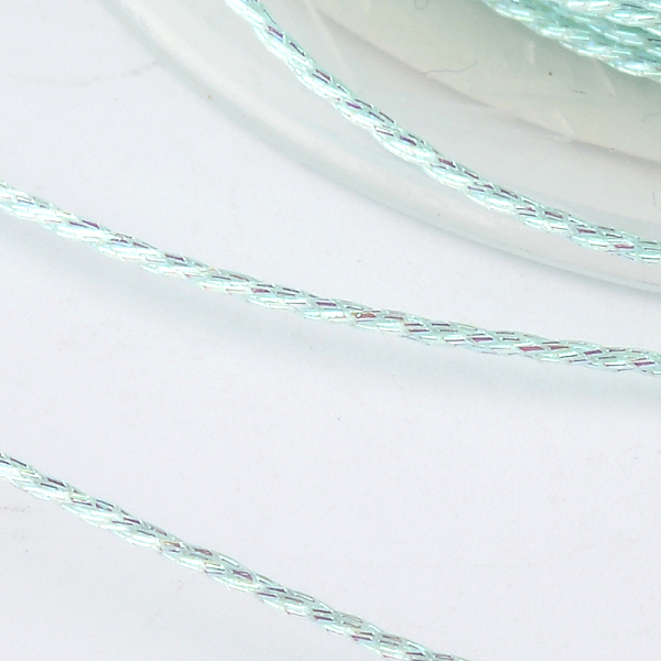 

PandaHall Round Metallic Thread, 12-Ply, Light Cyan, 1mm, about 54.68 yards(50m)/roll Fibre Cyan