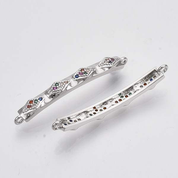 

PandaHall Brass Micro Pave Cubic Zirconia Links connectors, Rectangle, Colorful, Platinum, 38.5x4.5x3mm, Hole: 1.5mm Brass+Cubic Zirconia...
