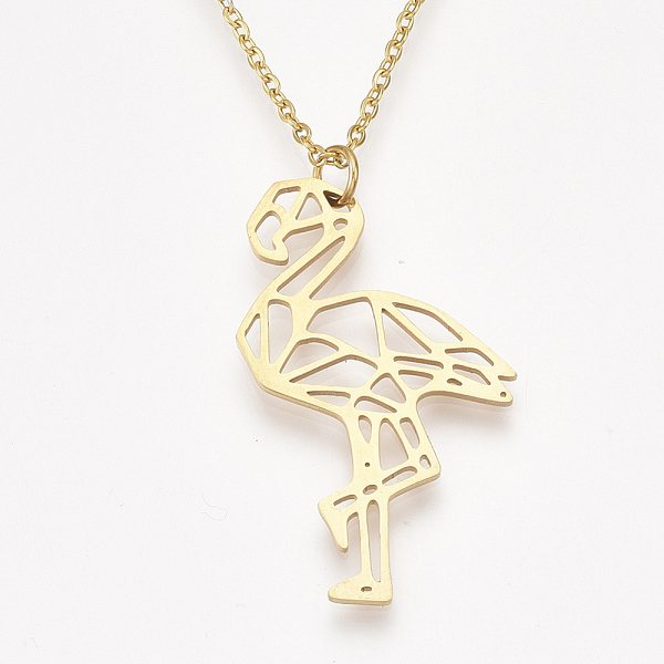 

PandaHall 201 Stainless Steel Pendant Necklaces, with Cable Chains, Flamingo Shape, Golden, 17.5 inch~17.9 inch(44.5~45.5cm), 1.5mm...