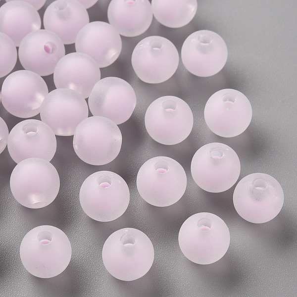 

PandaHall Transparent Acrylic Beads, Frosted, Bead in Bead, Round, Lilac, 9.5x9mm, Hole: 2mm, about 960pcs/500g Acrylic Round Purple