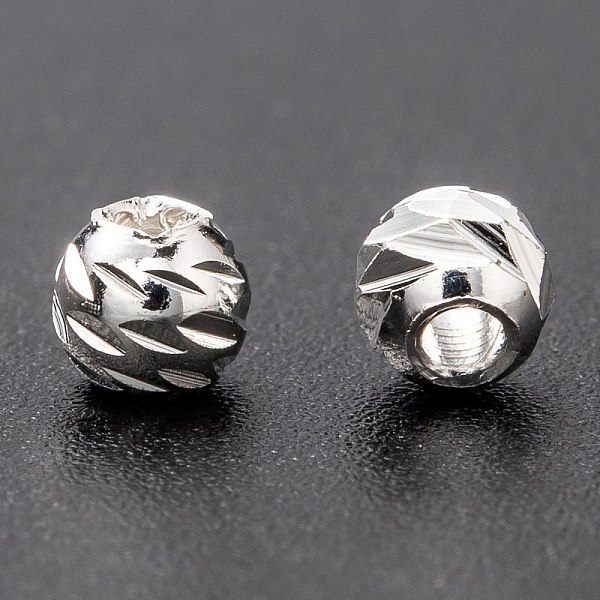 

PandaHall Brass Beads, Long-Lasting Plated, Faceted, Column, 925 Sterling Silver Plated, 4x3.5mm, Hole: 1.2mm Brass Column