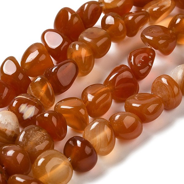 PandaHall Natural Agate Beads Strands, Dyed & Heated, Nuggets, Tumbled Stone, Chocolate, 6.5~13x10~13x1.5~11mm, Hole: 1.6mm, about...