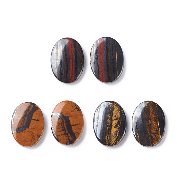 

PandaHall Natural Mixed Stone Cabochons, Oval with Pattern, 25x18x4mm, about 2pcs/pair Mixed Stone Oval
