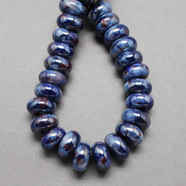 

PandaHall Handmade Porcelain European Beads, Large Hole Beads, Pearlized, Rondelle, Steel Blue, 12x9mm, Hole: 4mm Porcelain Rondelle Blue