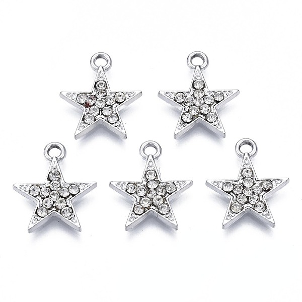 

PandaHall Alloy Pendants, with Crystal Rhinestone, Cadmium Free & Lead Free, Star, Platinum, 16x14x2mm, Hole: 1.8mm Alloy+Rhinestone Star..., Clear