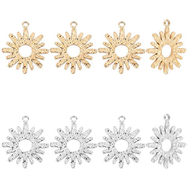 

PandaHall Unicraftale 8Pcs 2 Styles 304 Stainless Steel Charms, Flower, Golden & Stainless Steel Color, 14.5x12.5x1mm, Hole: 1.2mm...