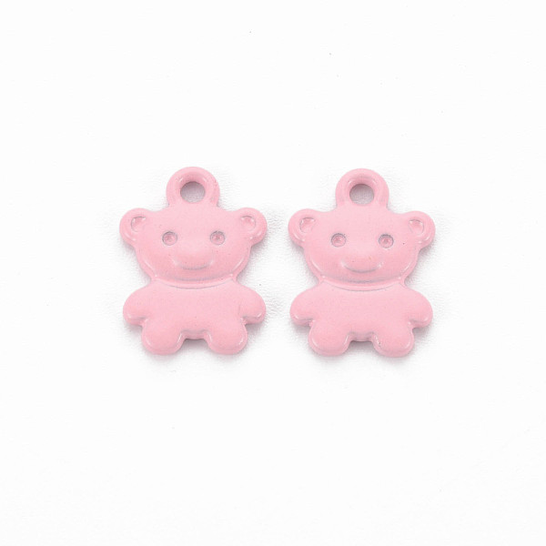 

PandaHall Spray Painted Alloy Charms, Cadmium Free & Lead Free, Bear, Flamingo, 14x10x2mm, Hole: 1.6mm Alloy Bear Pink