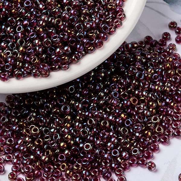

PandaHall MIYUKI Round Rocailles Beads, Japanese Seed Beads, (RR3737) Fancy Lined Rust, 8/0, 3mm, Hole: 1mm, about 422~455pcs/bottle..., Purple