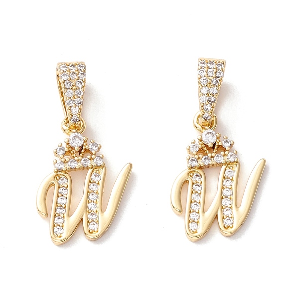 

PandaHall Eco-Friendly Brass Micro Pave Cubic Zirconia Pendants, Long-Lasting Plated, Real 18K Gold Plated, Cadmium Free & Lead Free, Letter...