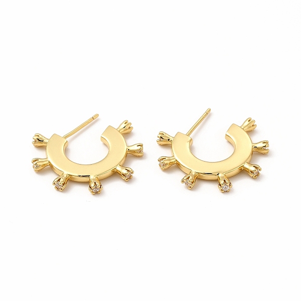 

PandaHall Rack Plating Brass Micro Pave Cubic Zirconia Stud Earrings for Women, Long-Lasting Plated, Lead Free & Cadmium Free, Real 18K Gold...