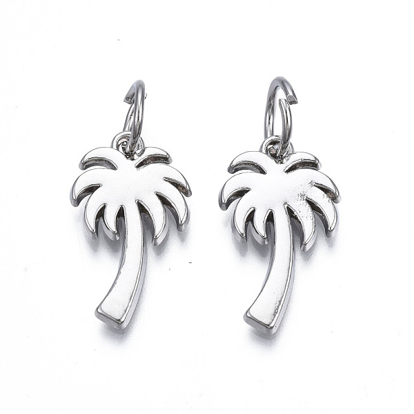 

PandaHall Rack Plating Alloy Pendants, Cadmium Free & Lead Free, with Jump Rings, Coconut Tree, Platinum, 22x12.5x1.5mm, Jump Ring: 8x1mm...