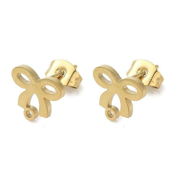 

PandaHall Ion Plating(IP) 304 Stainless Steel Stud Earring Findings, Bowknot, Golden, 9x10.5mm, Hole: 1.2mm, Pin: 0.7x11mm 304 Stainless...