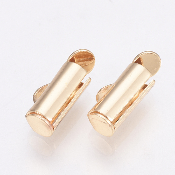 

PandaHall Brass Slide On End Clasp Tubes, Slider End Caps, Light Gold, 6x13x4mm, Hole: 1x3mm, Inner Diameter: 3mm Brass