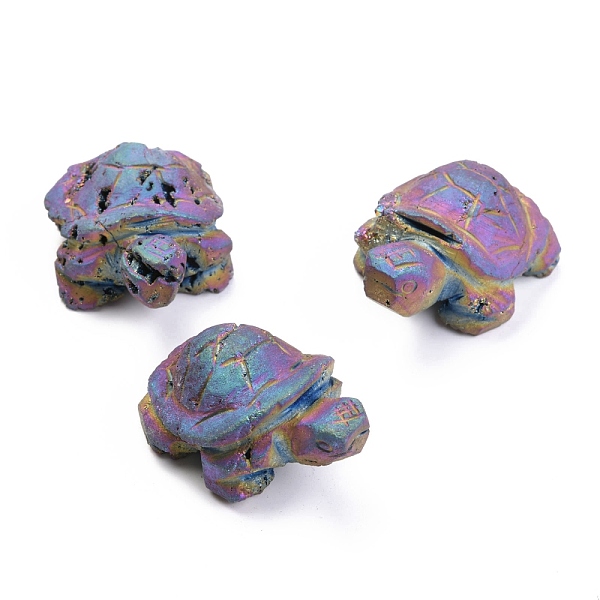 

PandaHall Electroplate Natural Druzy Agate Beads, Gemstone Home Display Decorations, No Hole/Undrilled, Tortoise, Multi-color Plated...
