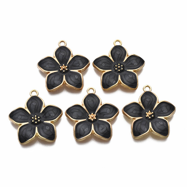 

PandaHall Alloy Enamel Pendants, Light Gold, Cadmium Free & Nickel Free & Lead Free, Flower, Black, 27.5x25.5x3.5mm, Hole: 2mm Alloy+Enamel...
