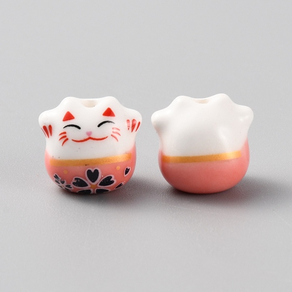 

PandaHall Handmade Porcelain Beads, Famille Rose Porcelain, for DIY Accessories, Fortune Cat, Coral, 13x14x11mm, Hole: 2mm Porcelain Cat..., Red