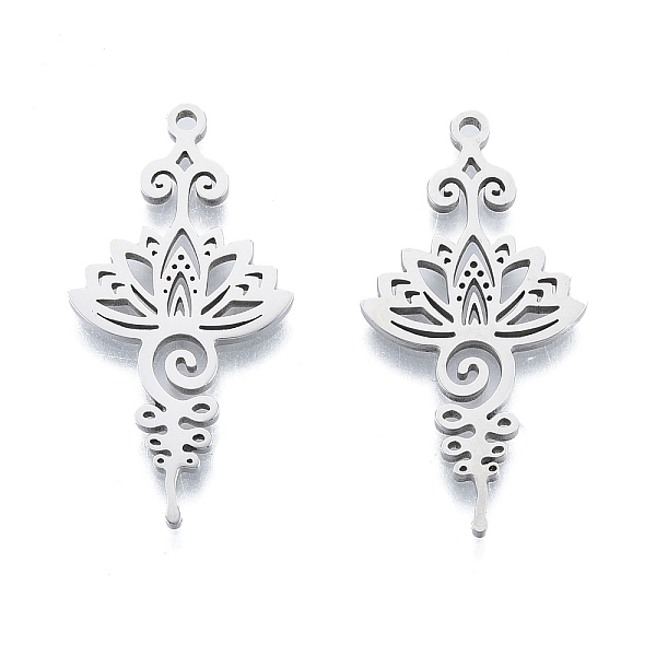 

PandaHall 201 Stainless Steel Pendant, Hollow Charms, Flower, Stainless Steel Color, 33.5x17x1.5mm, Hole: 1.5mm 201 Stainless Steel Flower