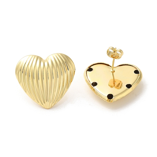 

PandaHall Brass Stud Earrings for Women, Heart, Real 18K Gold Plated, 23x25mm Brass Heart