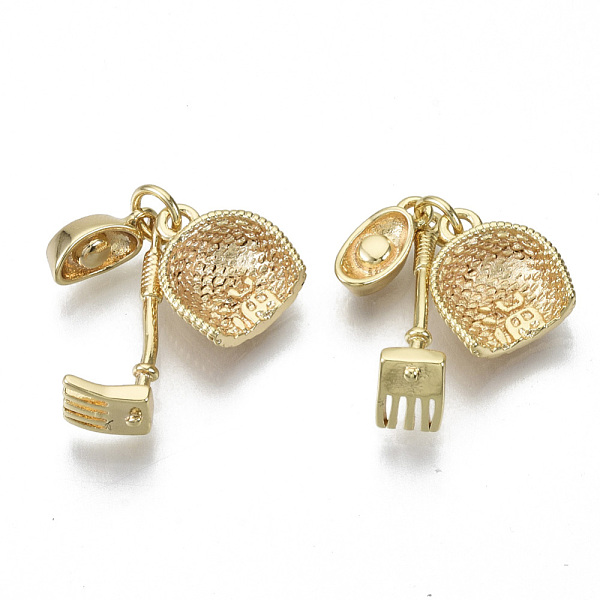

PandaHall Brass Pendants, with Jump Rings, Nickel Free, Ingot & Dustpan & Rake, Golden, 22mm, Hole: 3mm Brass Others