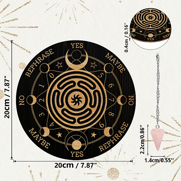 

PandaHall AHANDMAKER Pendulum Board Set, Wooden Dowsing Divination Board Metaphysical Message Board with Crystal Pendulum Necklace for...