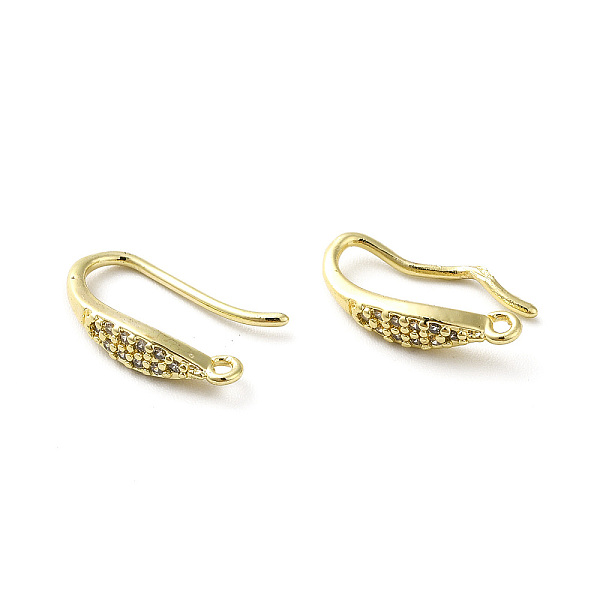 

PandaHall Brass Micro Pave Clear Cubic Zirconia Earring Hooks, Ear Wire, with Loops, Leaf, Real 18K Gold Plated, 15x3mm, Hole: 1mm, 20 Gauge...