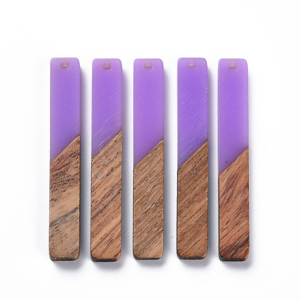 

PandaHall Resin & Walnut Wood Big Pendants, Two Tone, Rectangle, Purple, 51.5x7.5x3mm, Hole: 1.8mm Resin+Wood Rectangle Purple
