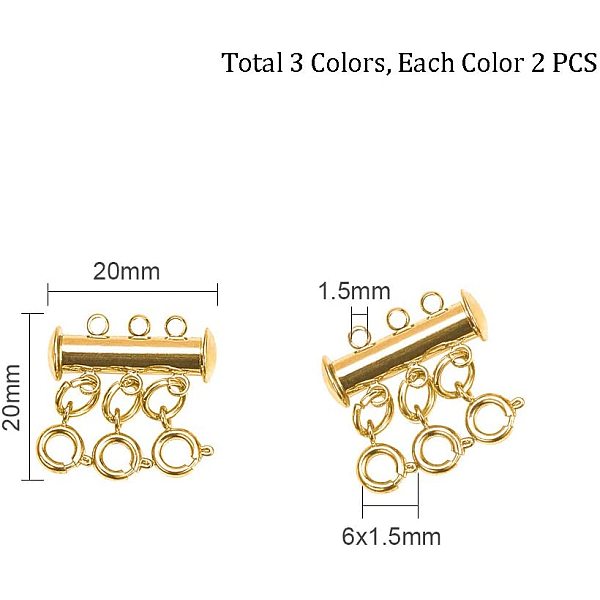 6pcs Slide Clasp Lock Necklace Connector