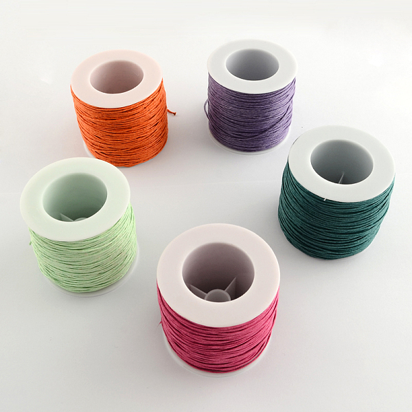 

PandaHall Waxed Cotton Thread Cords, Mixed Color, 1mm, about 91.44 yards(100m)/roll Waxed Cotton Cord Round Multicolor