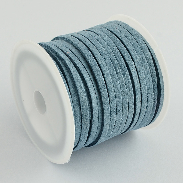 

PandaHall Faux Suede Cord, Faux Suede Lace, Cadet Blue, 4x1.5mm, about 5.46 yards(5m)/roll, 25rolls/bag Faux Suede Blue