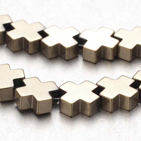 

PandaHall Electroplate Non-magnetic Synthetic Hematite Bead Strands, Cross, Antique Bronze Plated, 10x10x4mm, Hole: 1mm, about 45pcs/strand...