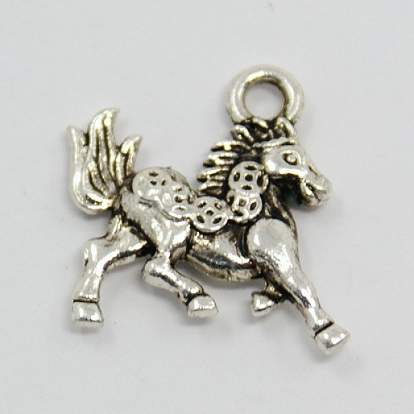 

PandaHall Tibetan Style Alloy Pendants, Horse, Antique Silver, 16x14x4mm, Hole: 2mm Alloy Horse
