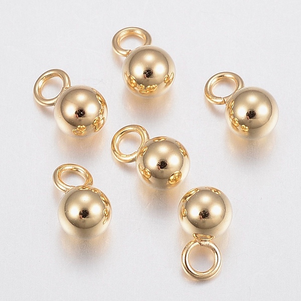 

PandaHall 304 Stainless Steel Sphere Charms, Round Ball, Golden, 7x4mm, Hole: 2mm 304 Stainless Steel Round