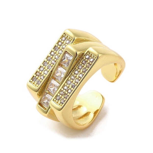 

PandaHall Rack Plating Brass Micro Pave Cubic Zirconia Finger Ring, Cuff Ring, Long-Lasting Plated, Cadmium Free & Lead Free, Real 18K Gold..., Clear