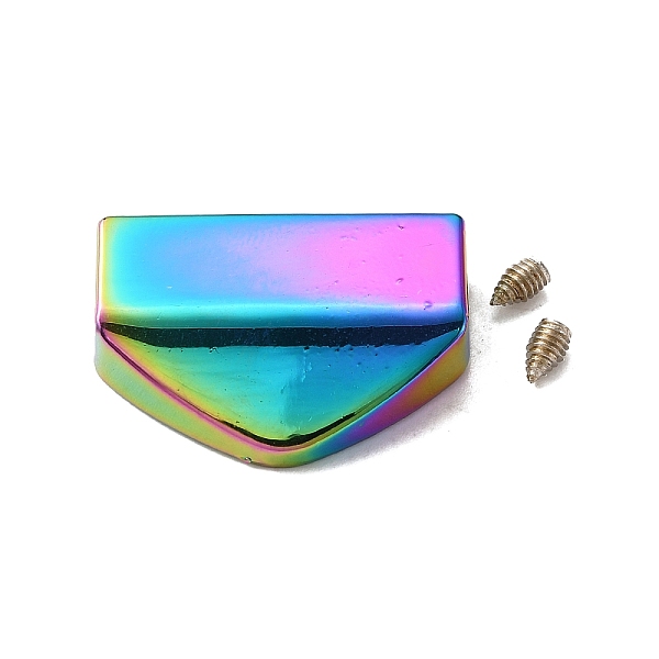 

PandaHall Rainbow Color Alloy Bag Decorative Edge Buckles, Belt End Tip Hardwares, with Platinum Tone Iron Screws, Mixed Color...