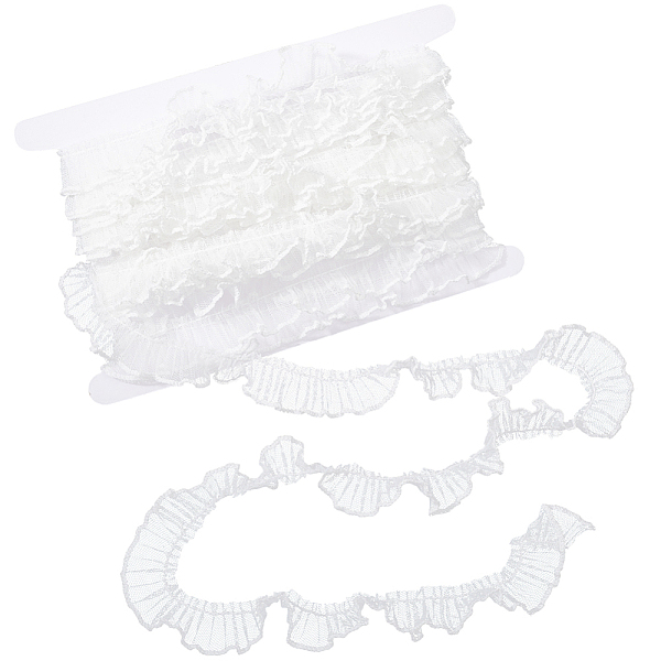 

PandaHall GORGECRAFT 10 Yards 2cm Pleated Mesh Fabric Ruffled Fringe Lace Trim Ribbon Embroidered Tulle Edging Trimmings for Sewing DIY..., White