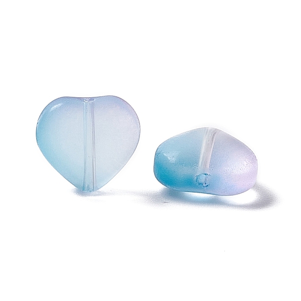 

PandaHall Electroplate Frosted Glass Bead, Heart, Deep Sky Blue, 10x10x5mm, Hole: 1mm Glass Heart