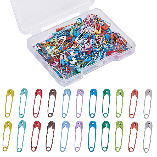 

PandaHall CRASPIRE 2 Boxes 2 Style Iron Safety Pins, Mixed Color, 18.5~19x4.5~5x1.5~2mm, 1 box/style Iron Multicolor
