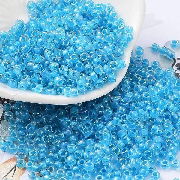 

PandaHall 8/0 Glass Seed Beads, Inside Colours, Round Hole, Round, Transparent Colours Rainbow, Royal Blue, 8/0, 3~4x2~3mm, Hole: 0.8mm...