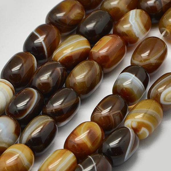 

PandaHall Natural Sardonyx Agate Beads Strands, Barrel, Coffee, 17~18x13mm, Hole: 2mm, about 21pcs/strand, 15.16 inch~15.35 inch Sardonyx..., Brown