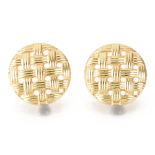 

PandaHall Alloy Stud Earring Findings, with Loop, Cadmium Free & Lead Free, Flat Round, Real 18K Gold Plated, 19.5mm, Hole: 3.5mm, Pin...