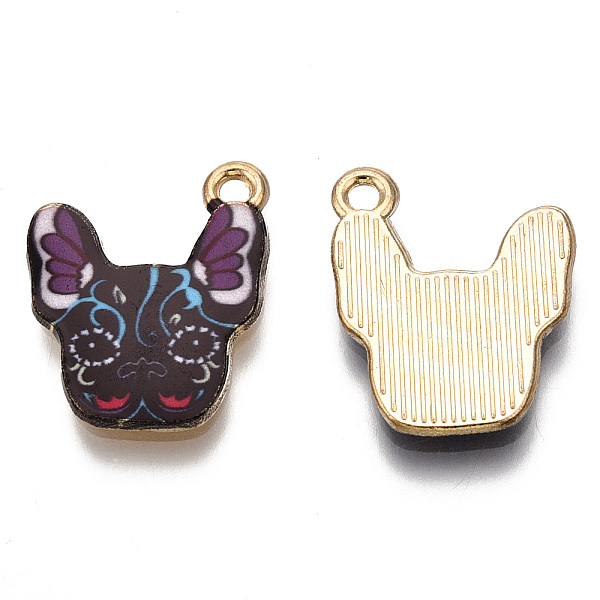 

PandaHall Rack Plating Alloy Enamel Pendants, Cadmium Free & Nickel Free & Lead Free, Light Gold, Dog, Purple, 19x15x2mm, Hole: 1.6mm...