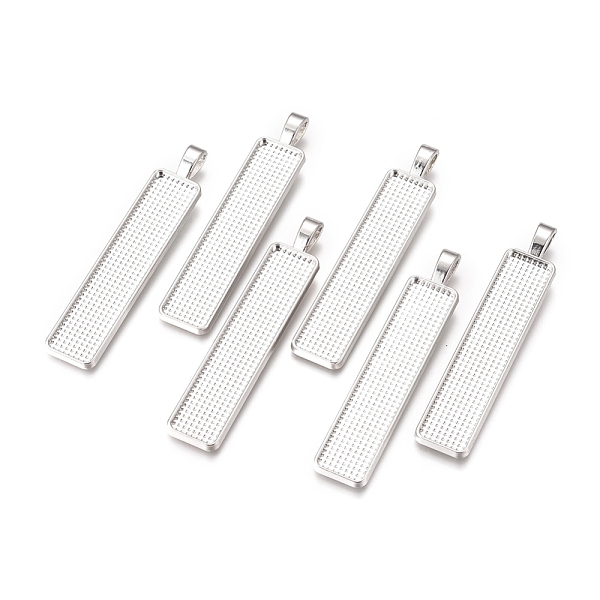 

PandaHall Alloy Big Pendant Cabochon Settings, Plain Edge Bezel Cups, Rectangle, Platinum, Tray: 49.5x10mm, 60.5x12x2mm, Hole: 6x3.5mm Alloy...