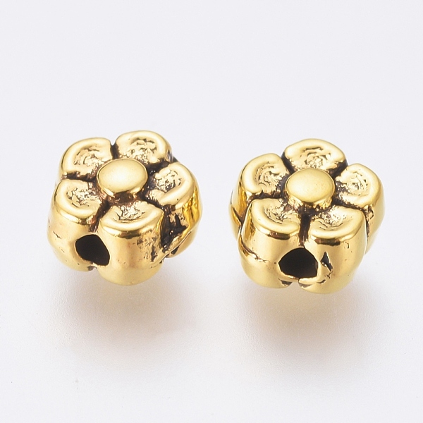 

PandaHall Tibetan Style Alloy Beads, Lead Free & Cadmium Free & Nickel Free, Flower, Antique Golden Color, Size: about 5mm long, 5mm wide...
