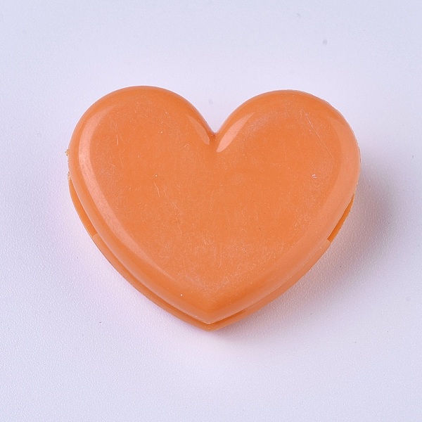 PandaHall (Clearance Sale)Plastic Clips, Heart, Orange, 27x32x13mm Plastic Orange