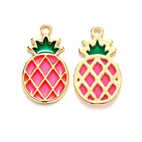 

PandaHall Alloy Pendants, with Epoxy Resin, Cadmium Free & Lead Free, Pineapple, Golden, Cerise, 27.5x16.5x1.5mm, Hole: 2mm Alloy+Epoxy..., Red
