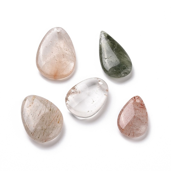 

PandaHall Natural Quartz Pendants, Mixed Teardrop & Oval Charm, 27.5~43.5x15.5~29x4.5~11.5mm, Hole: 2~2.6mm Quartz Mixed Shapes